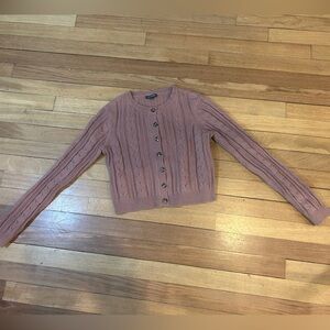 Wild Fable Cable Knit Button Front Cardigan Sweater Cropped Pink Mauve Size S M1